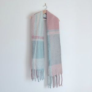 Simple, super soft and cozy warm turquoise and pink scarf
